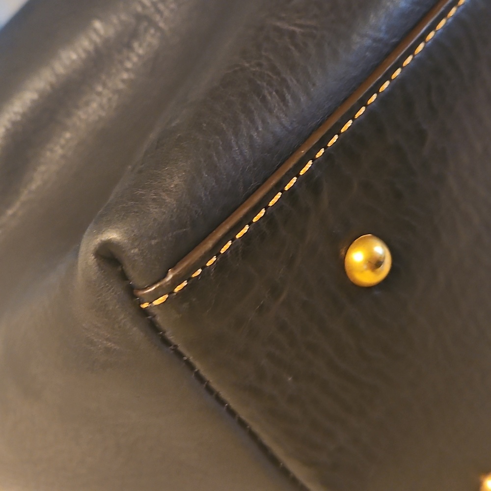 Dooney & Bourke Navy Barlow Bag  Florentine Leather - LARGE ZIPPERED - Picture 2 of 12